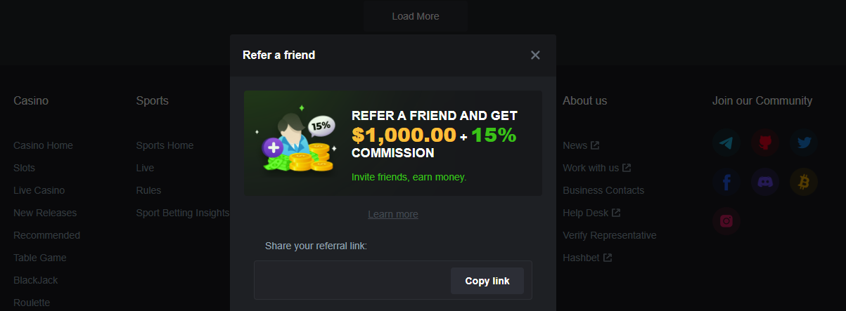 Referral bonus on BC.Game