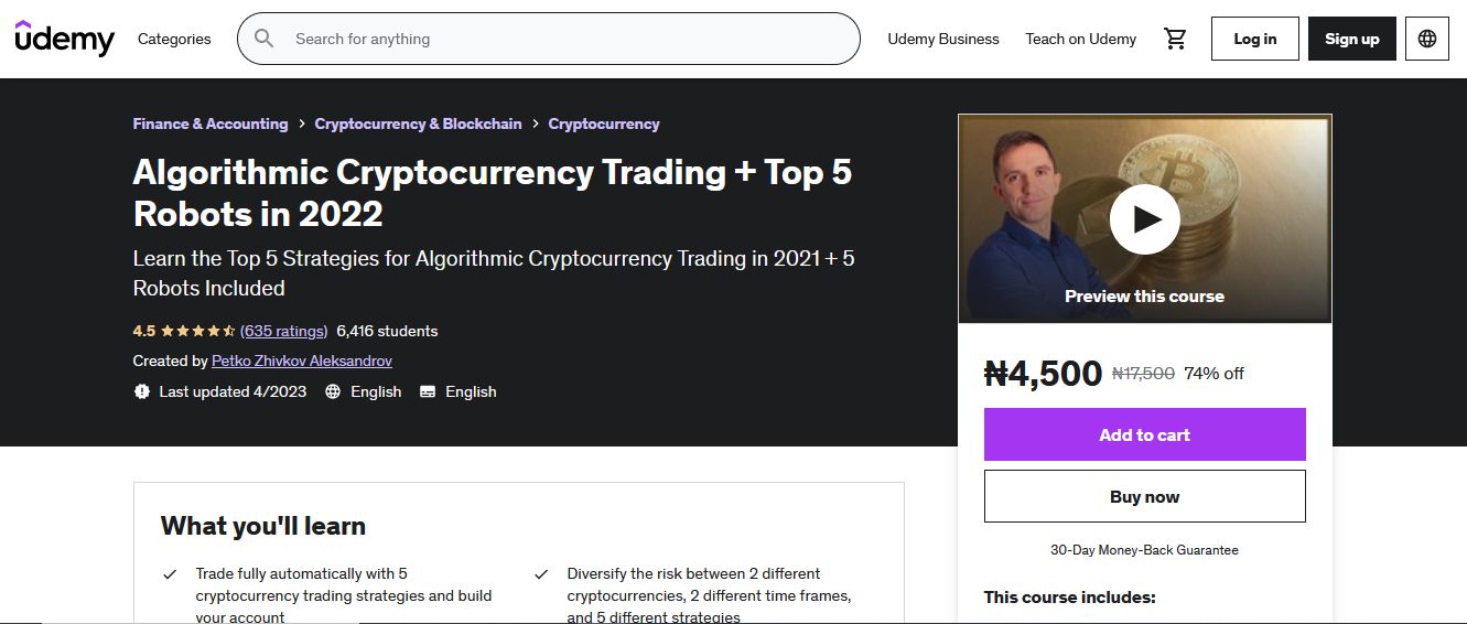 Algorithmic Crytocurrency trading