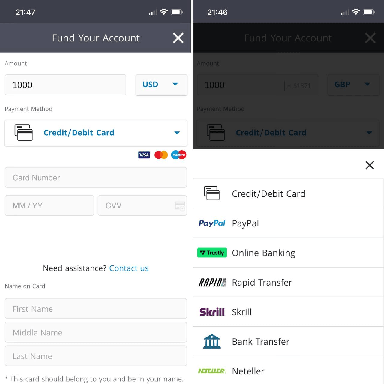 eToro deposit methods