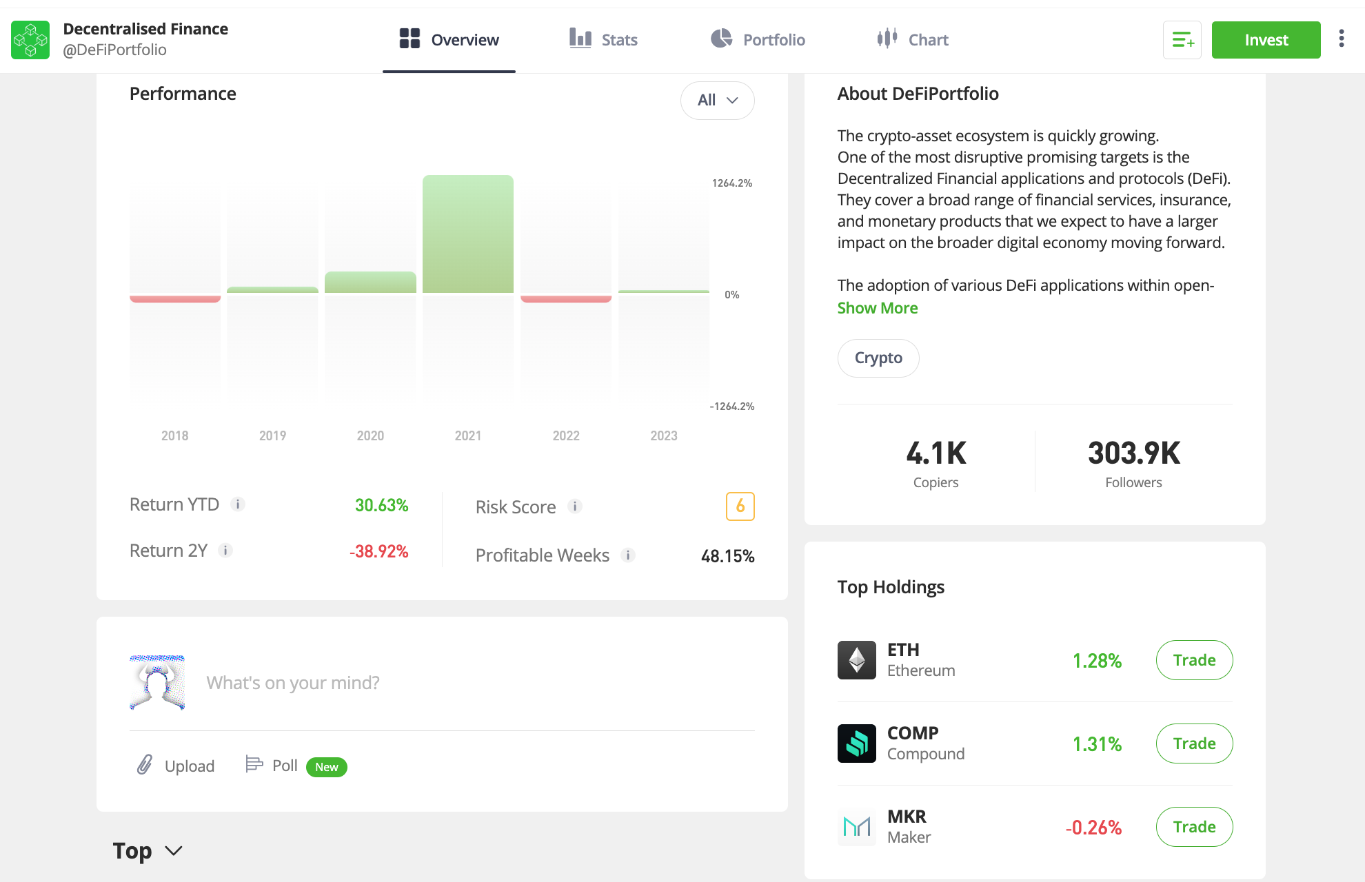 eToro defi portfolio