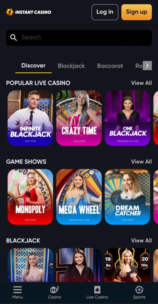 Instant Casino - Best Crypto Live Casino