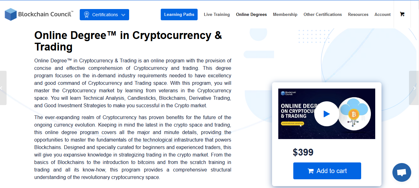 Online degree in cryptocurrency and trading