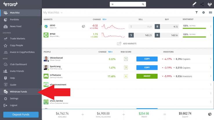 How to withdraw Funds on eToro